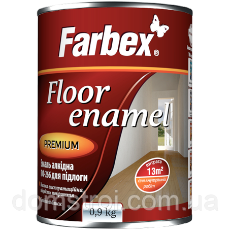 Емаль алкідна для підлоги золотисто-коричнева ПФ266 0,9 кг ТМ"Farbex", фото 2