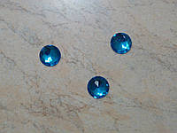 Стразы декор круг 14 мм голубой