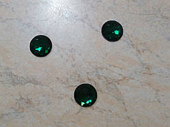 Стрази декор круг 14 мм смарагдовий