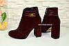 Черевики жіночі замшеві на стійкому каблуці, колір бордо, фото 3