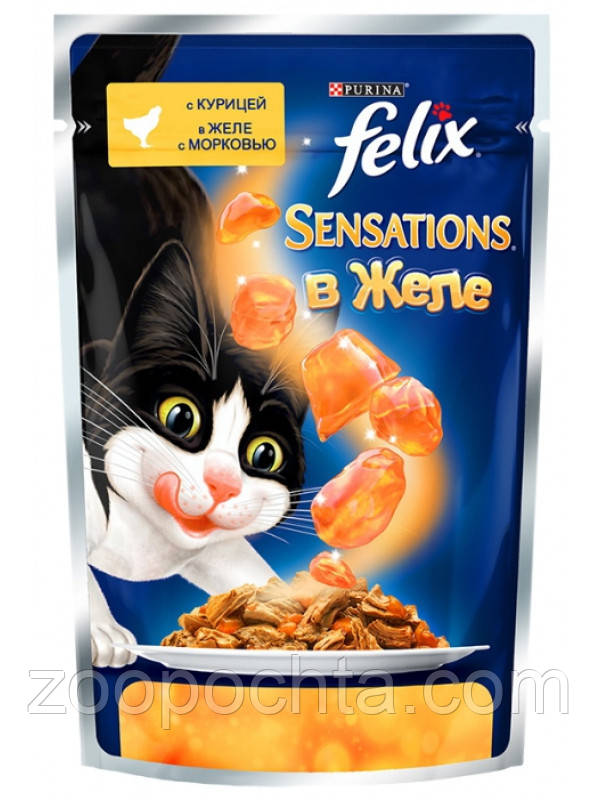 Консерви для кішок із куркою та морквою FELIX Sensations, 20*100 г, фото 1