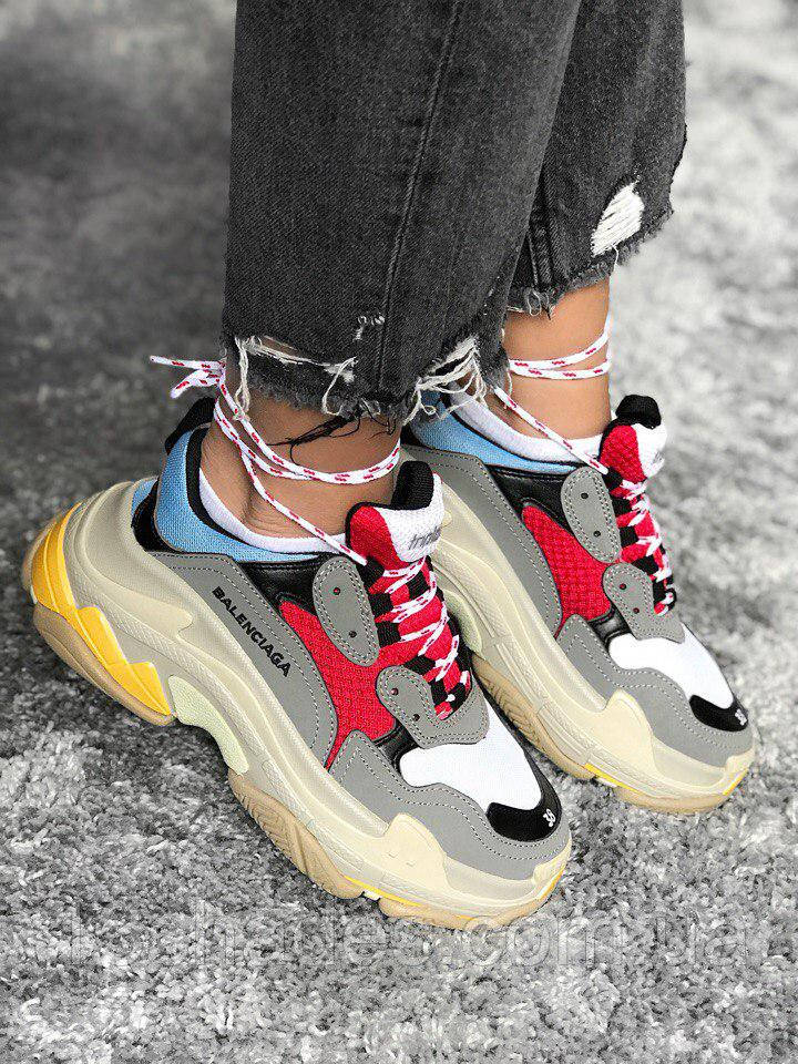 Кросівки жіночі Balenciaga Triple S Beige Red