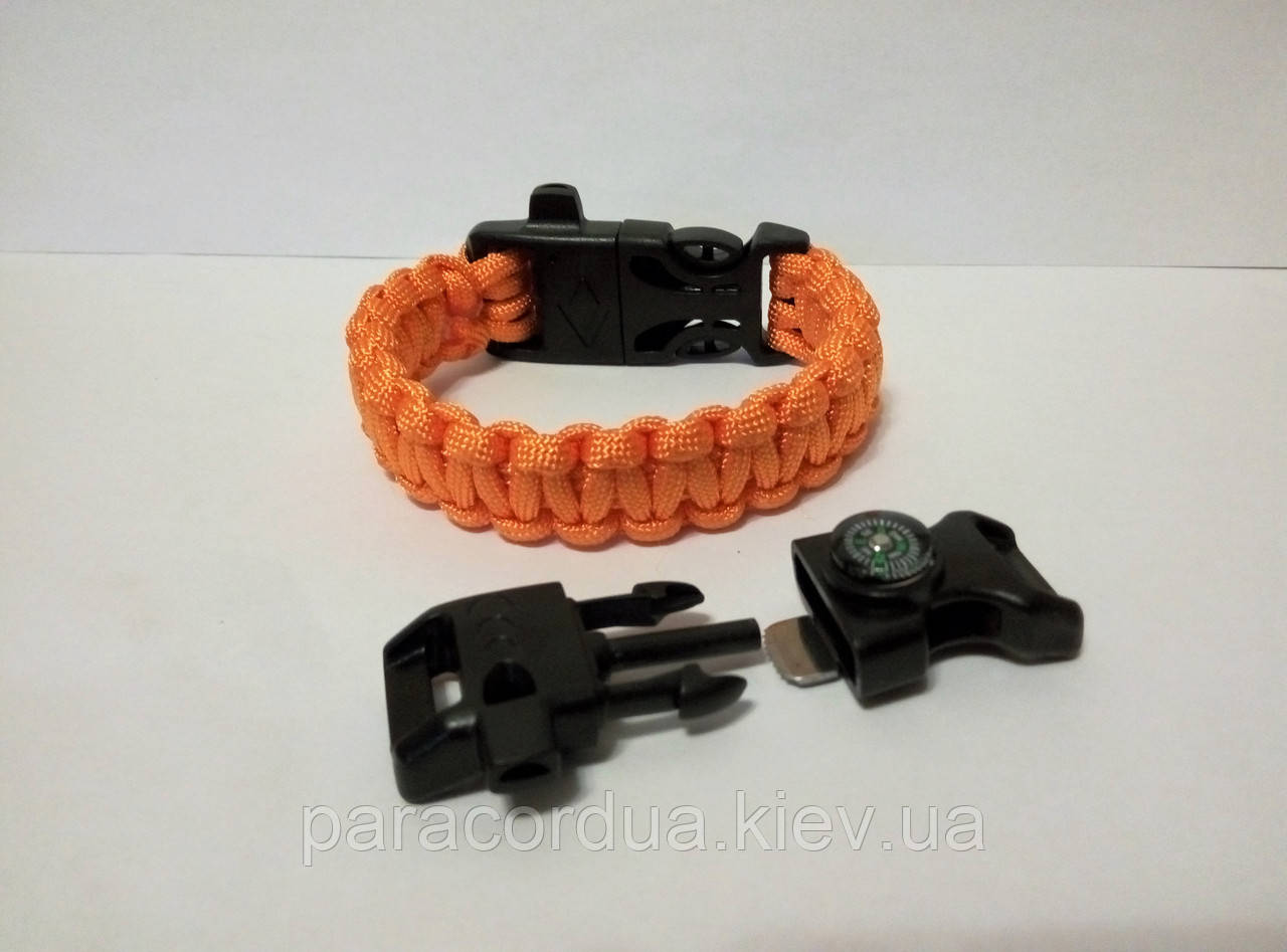 Браслет виживання з паракорда плетіння Кобра, 5 в 1 (паракорд, кресало-кресало, свисток, ріжуча кромка,