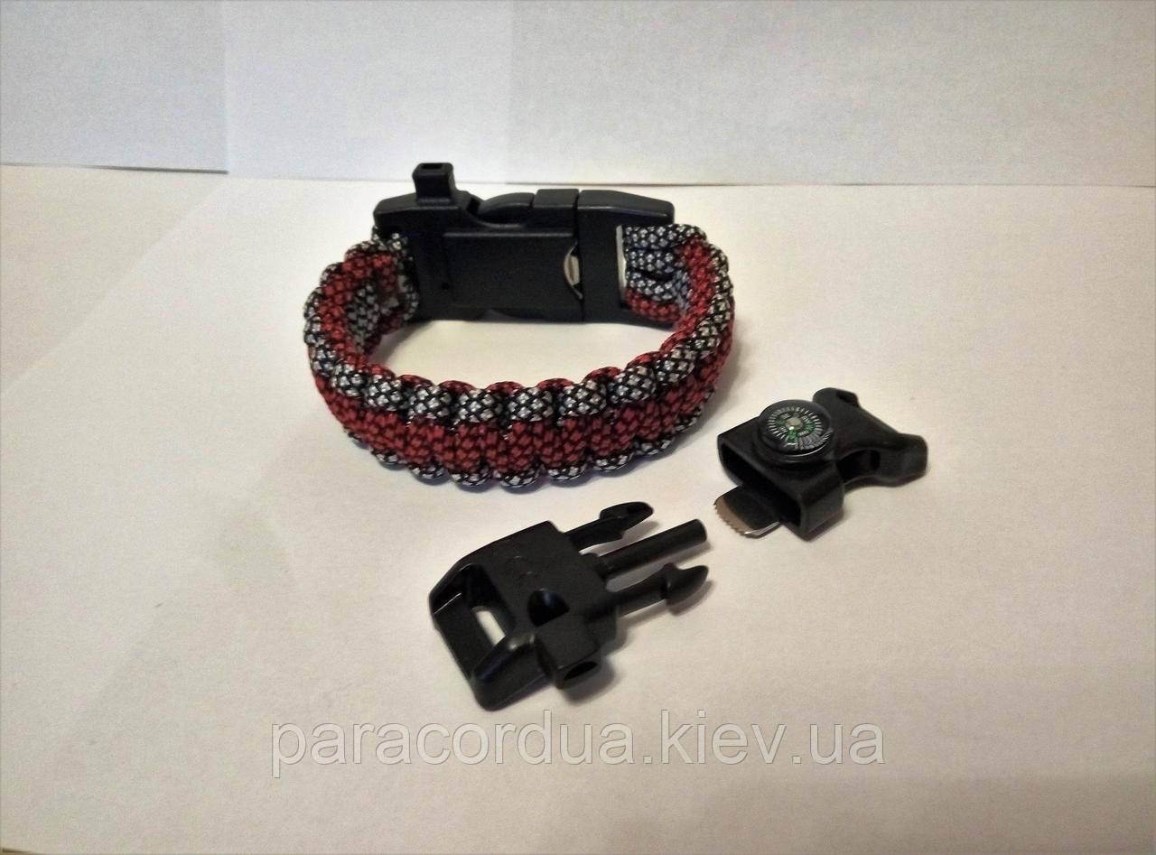 Браслет виживання з паракорда плетіння Кобра, 5 в 1 (паракорд, кресало-кресало, свисток, ріжуча кромка,