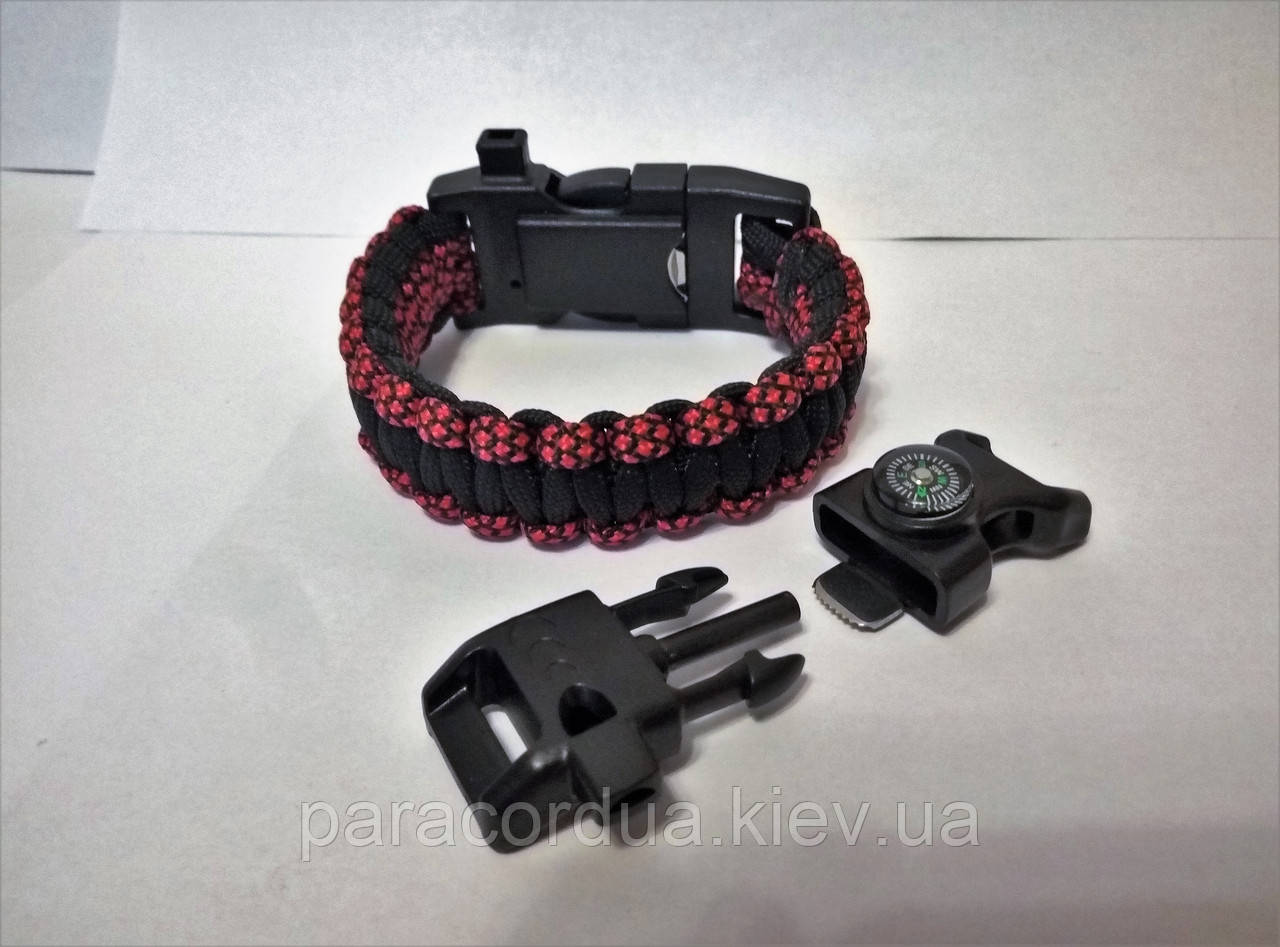 Браслет виживання з паракорда плетіння Кобра, 5 в 1 (паракорд, кресало-кресало, свисток, ріжуча кромка,