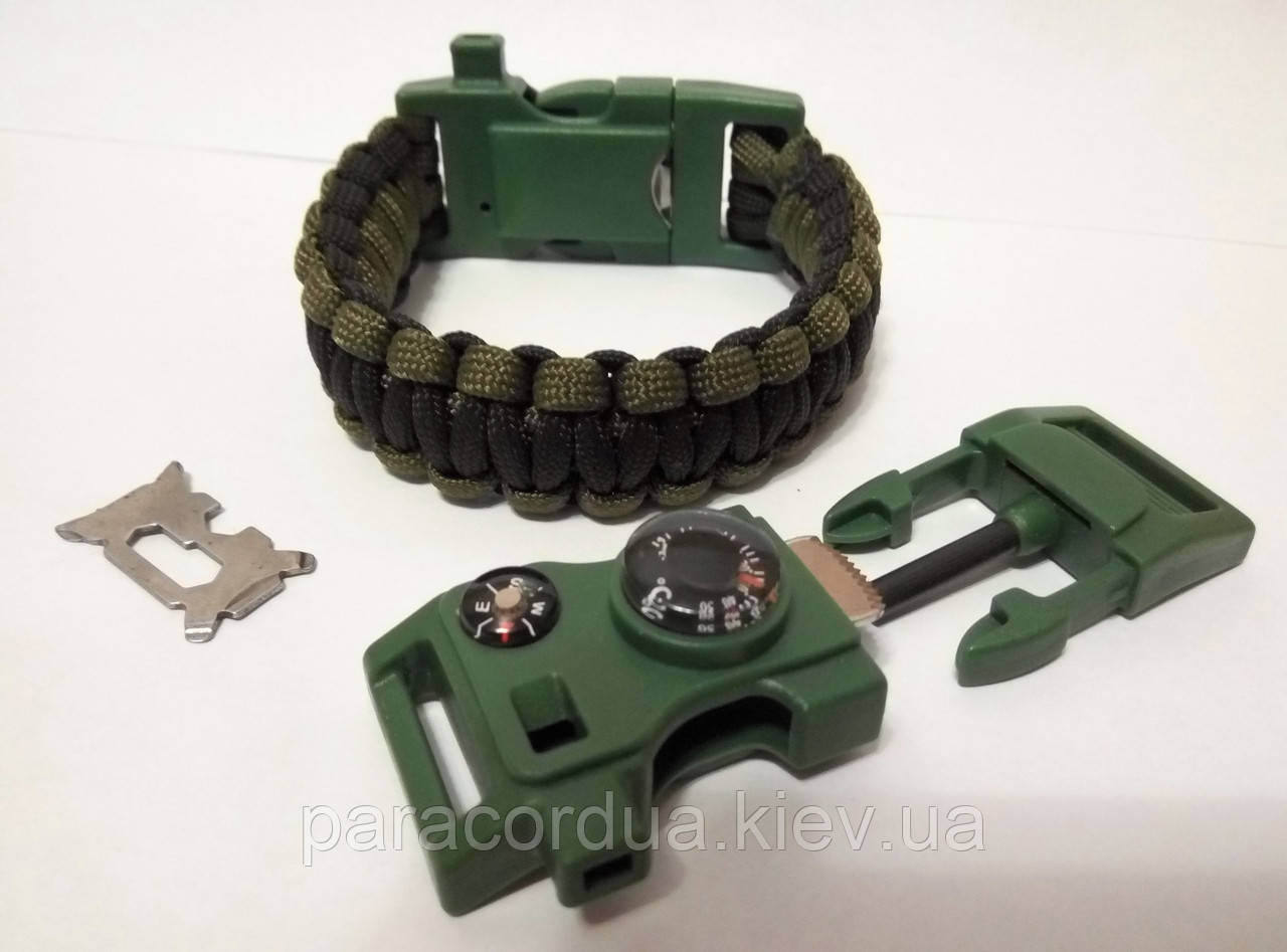 Браслет виживання з паракорда плетіння Кобра, 15 в 1 (паракорд, кресало-кресало, свисток, ріжуча кромка,