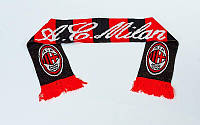  Шарф зимовий для уболівальників двосторонній AC Milan (поліестер, р-р 1,45 м x 0,15 м, червоний, чорний