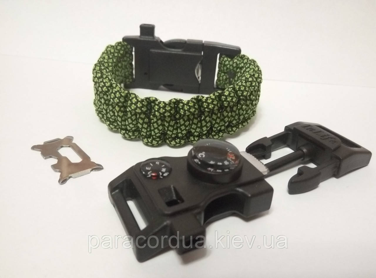 Браслет виживання з паракорда плетіння Кобра, 15 в 1 (паракорд, кресало-кресало, свисток, ріжуча кромка,
