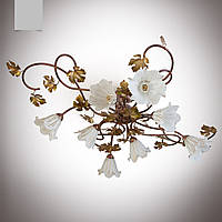 Люстра для большой комнаты 8-ми ламповая в стиле флористика с виноградными листьями 818-1 серии "Совиньон"