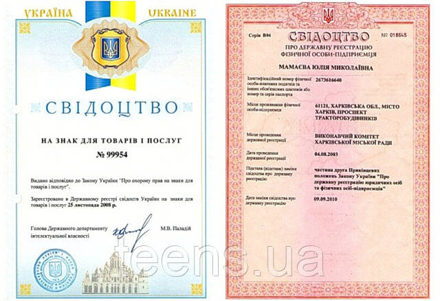 Документи про державну реєстрацію компанії teens.ua Документи про державну реєстрацію компанії teens.ua