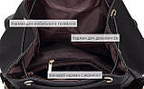 Рюкзак міський жіночий з накладними кишенями з екошкіри (чорний), фото 8