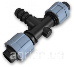 Трійник крапельна стрічка х2 / з'єднувач для трубки 16мм, DSTA03-16L