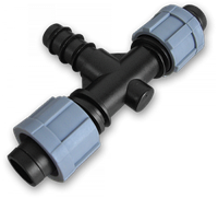Трійник крапельна стрічка х2 / з'єднувач для трубки 16мм, DSTA03-16L
