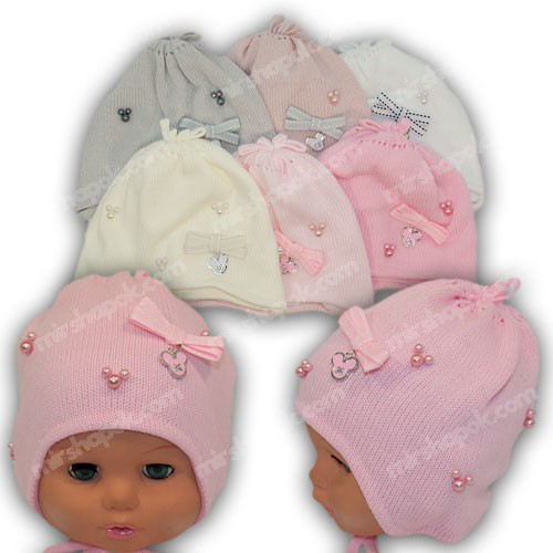 Шапка із зав'язками для дівчинки, р. 38-40, фото 1