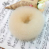 Шпилька для волосся-Валик Бублик бежевий, діаметр 11 см., фото 2