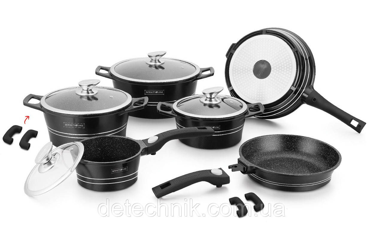 Набір каструль Royalty Line RL-ES2014M Black 14pcs, фото 1