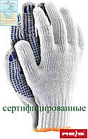 Защитные перчатки выполненные из толстого трикотажа с односторонним точечным покрытием RDZN600 WN