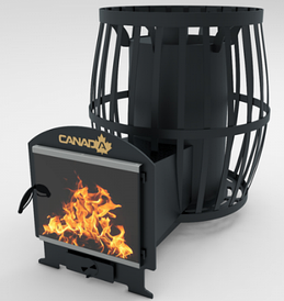 Піч для лазні "БОЧКА" 20 м3 зі склом панорама 40х40