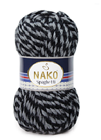 Nako SPAGHETTI ( Спагетті ) № 21365 сіро-чорне муліне (Вовна з акрилом, нитки для в'язання)