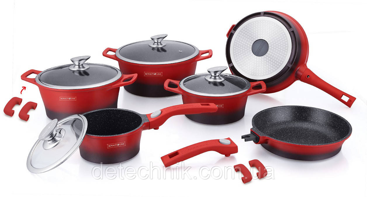 Набор кастрюль Royalty Line RL-ES2014M Red/Black 14pcs - фото 1 - id-p653331022