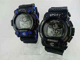 Годинники наручні, Колір: чорний, синій, Гумовий ремінець, Цифровий дисплей, Sport, Механізм електронний.