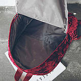 Рюкзак жіночий міський місткий оксамитовий (бордовий), фото 10