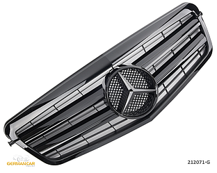 Решітка радіатора Mercedes W212 дорістайл (чорний глянець + чорна зірка)