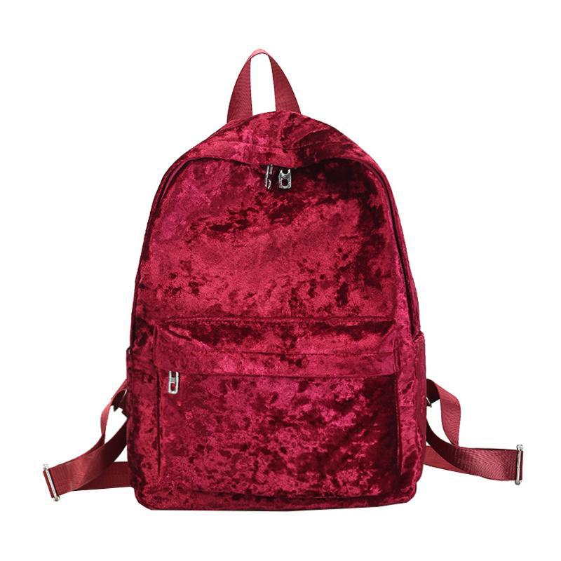 Рюкзак жіночий міський місткий оксамитовий (бордовий), фото 1