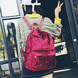 Рюкзак жіночий міський місткий оксамитовий (бордовий), фото 5