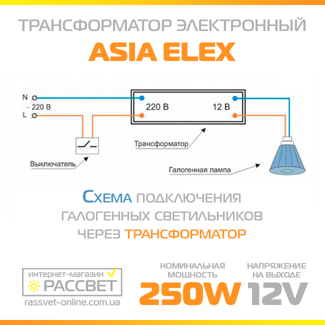 Электронный понижающий трансформатор GD-9928 250W для галогенных ламп 12V (250Вт 12В) с защитой - фото 5 - id-p442542901