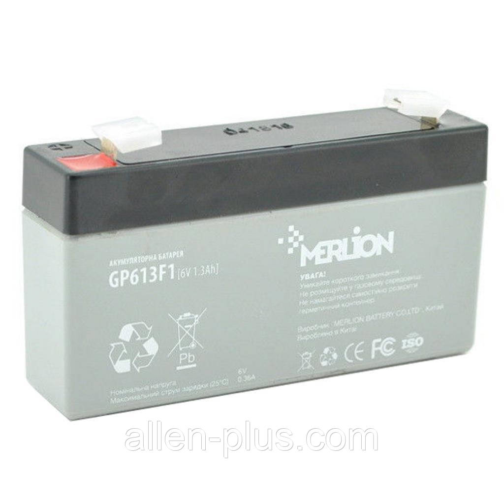 Акумулятор олив'яно-кислотний MERLION GP613F1, 6V / 1.3A
