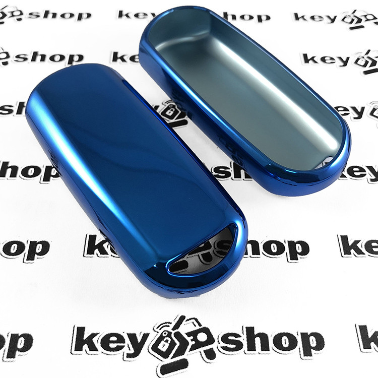 Чехол (синий, полиуретановый) для смарт ключа Mazda (Мазда), кнопки без защиты - фото 2 - id-p657383513