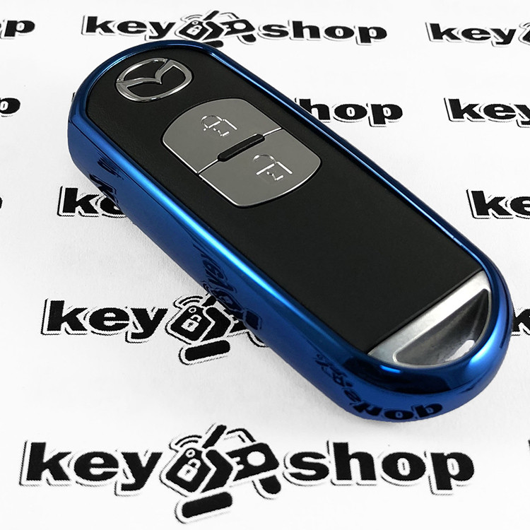 Чехол (синий, полиуретановый) для смарт ключа Mazda (Мазда), кнопки без защиты - фото 3 - id-p657383513
