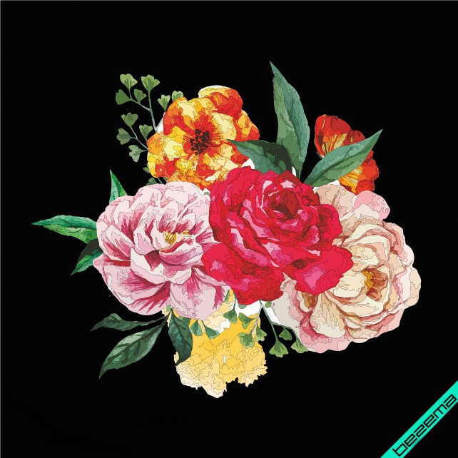 Термоперевод на сатин Квіти [Свій розмір і матеріали в асортименті]