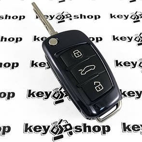 Чохол для выкидного ключа Audi (Ауді), A1, A3, A6, Q2, Q3, Q7, кнопки без захисту (чорний, поліуретановий), фото 2