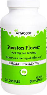 Vitacost Passion Flower Пасифлора, Страстоцвіт 700 мг (порція), 300 капс
