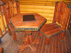 Дерев'яний стіл і стільці під старовину "Шестикутник".