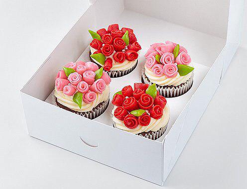 Капкейки на 8 березня в коробці по 4 шт., фото 1