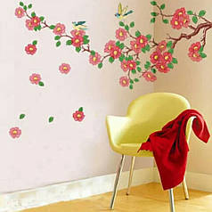Наклейка на стіну, прикраси стіни наклейки "Квітуче дерево з пташками" лист 50*70см