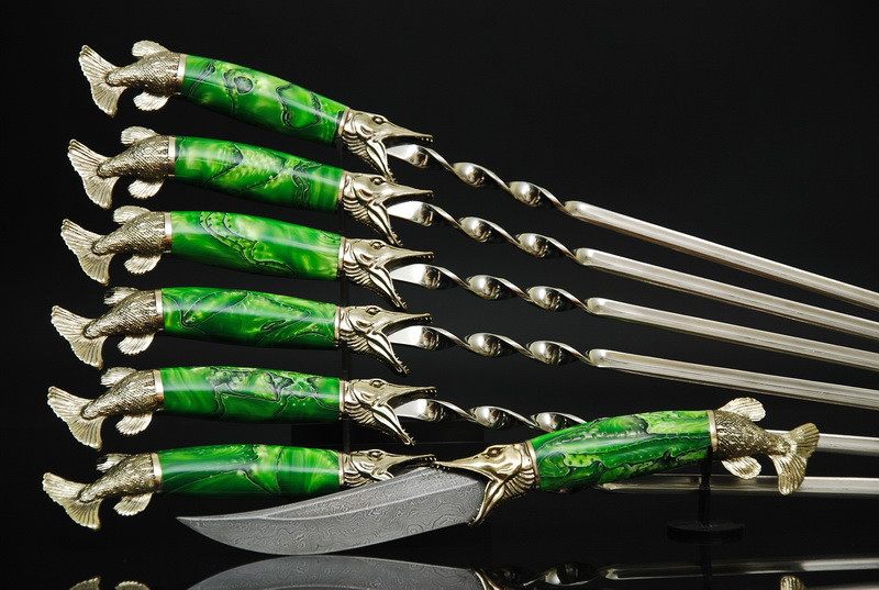 Набор шампуров "Хищный" 69см с ручкой из акрила, фото 1