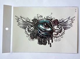 Флеш Тату. 21*15 См. Тимчасова, Перевідна. Очі, Крила, Квіти, Троянда, Hb-189 2368, Кольорові