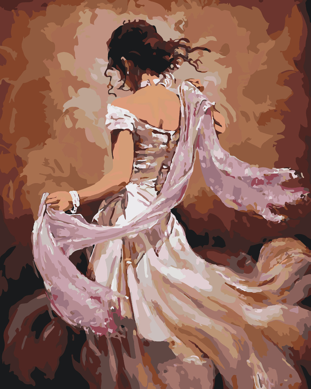 Набор для рисования по номерам Танцовщица в белом платье (KHO2682) Идейка 40 х 50 см (без коробки) - фото 1 - id-p657605746