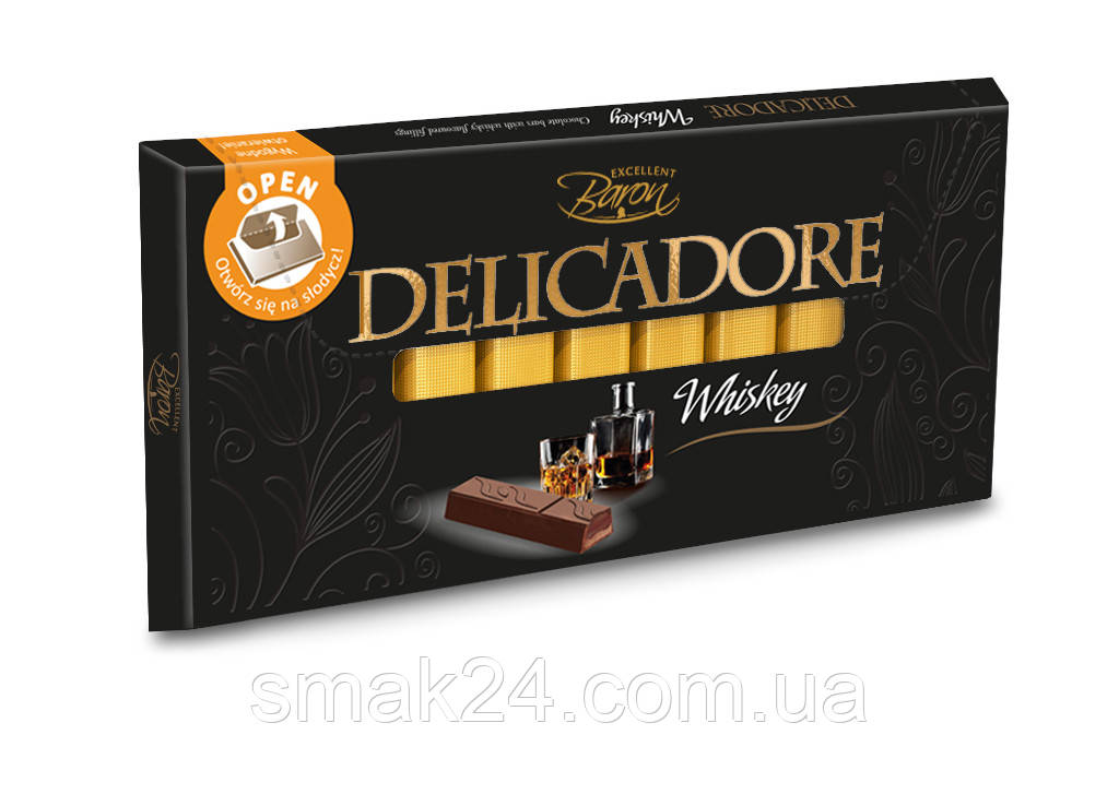 Шоколад чорний Віскі DELICADORE Whiskey 200 г Польща
