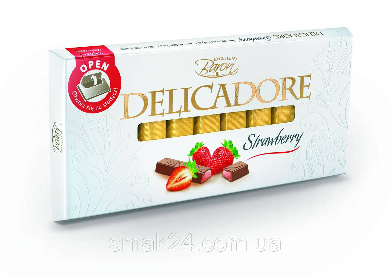 Шоколад молочный DELIKADOR Strawberry ( с клубникой) Baron Польша 200г - фото 2 - id-p442689221