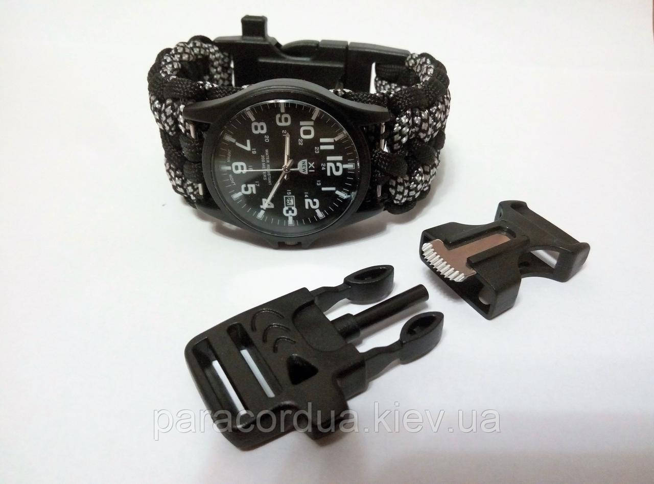 Кварцевий Годинник і браслет виживання 4 в 1