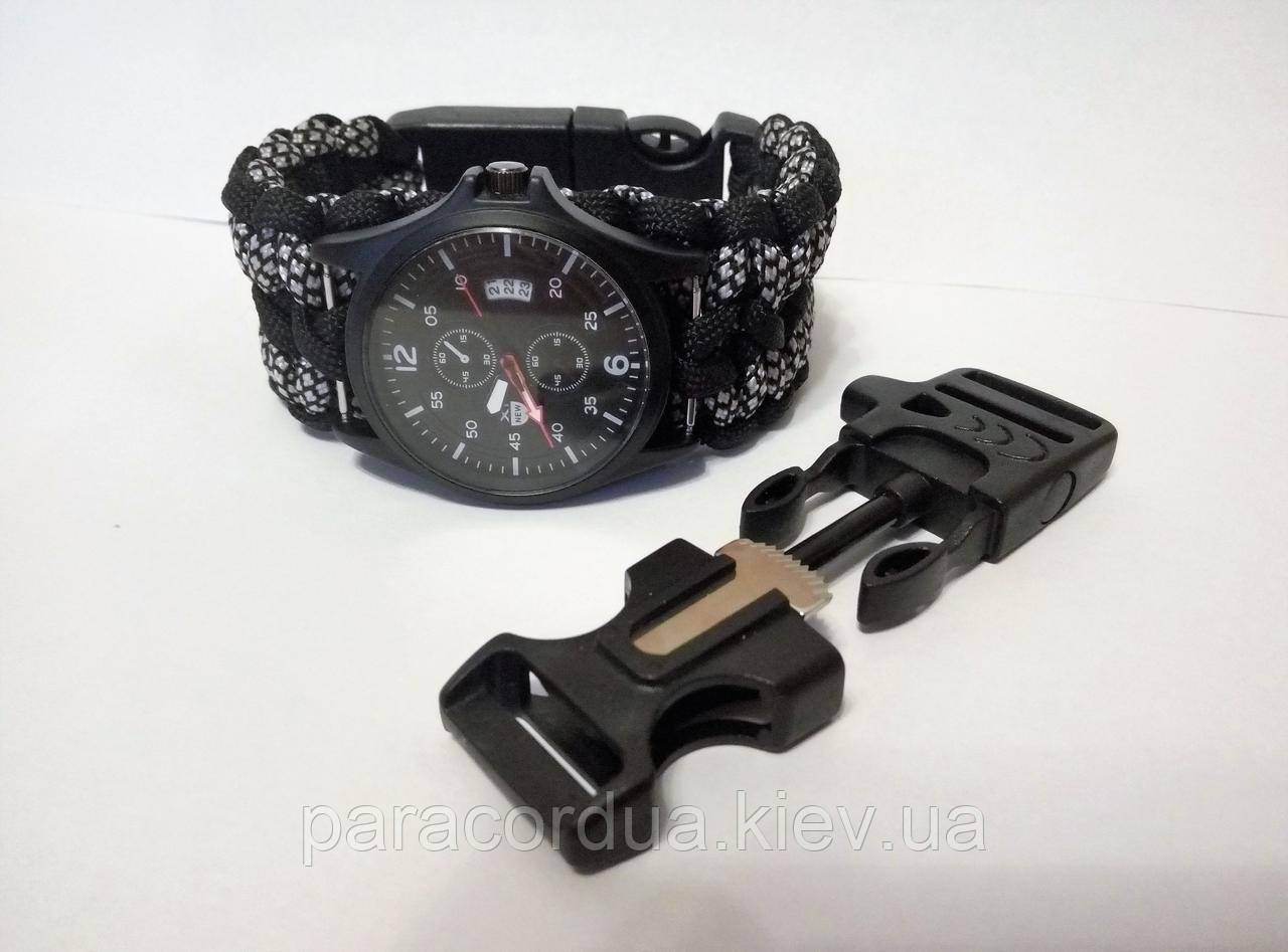 Кварцевий Годинник і браслет виживання 4 в 1