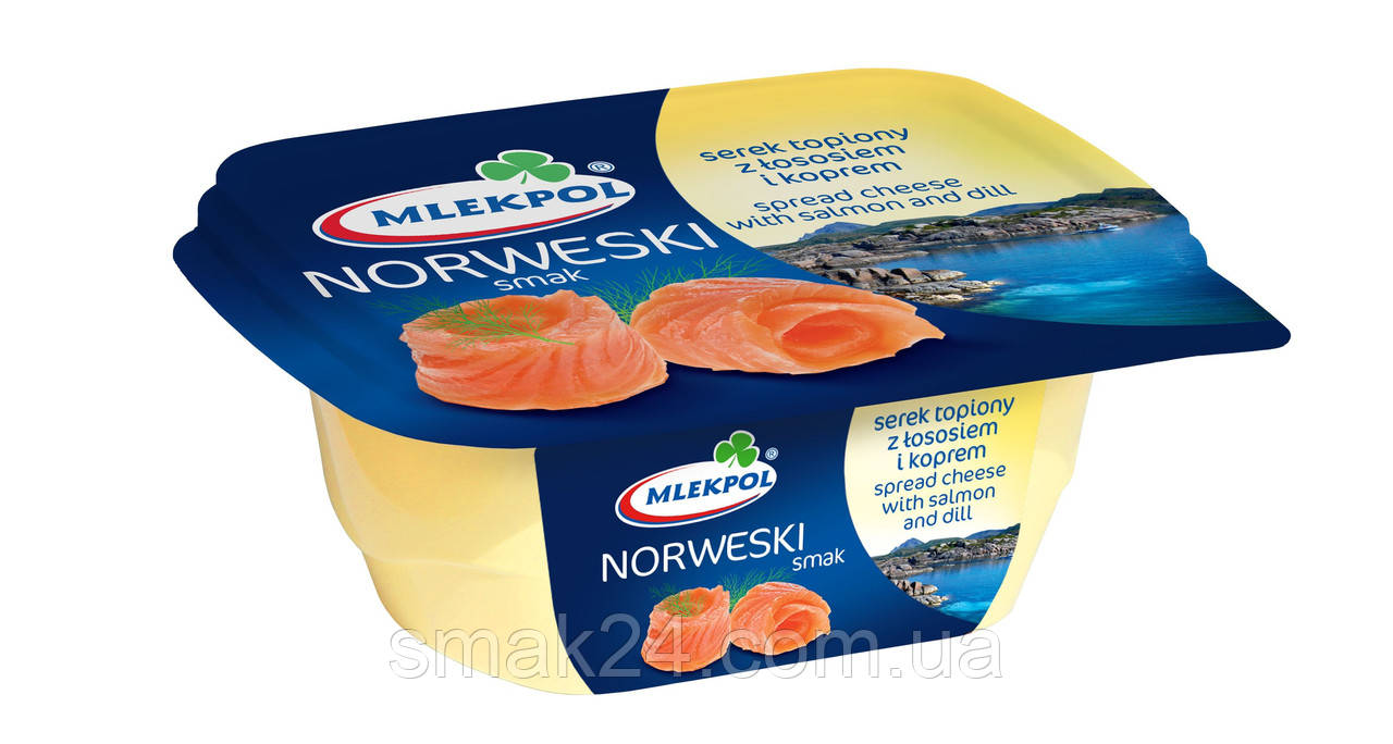 Сыр плавленый с лососем и укропом Mlekpol Norweski Smak 150г (Польша) - фото 2 - id-p657704900