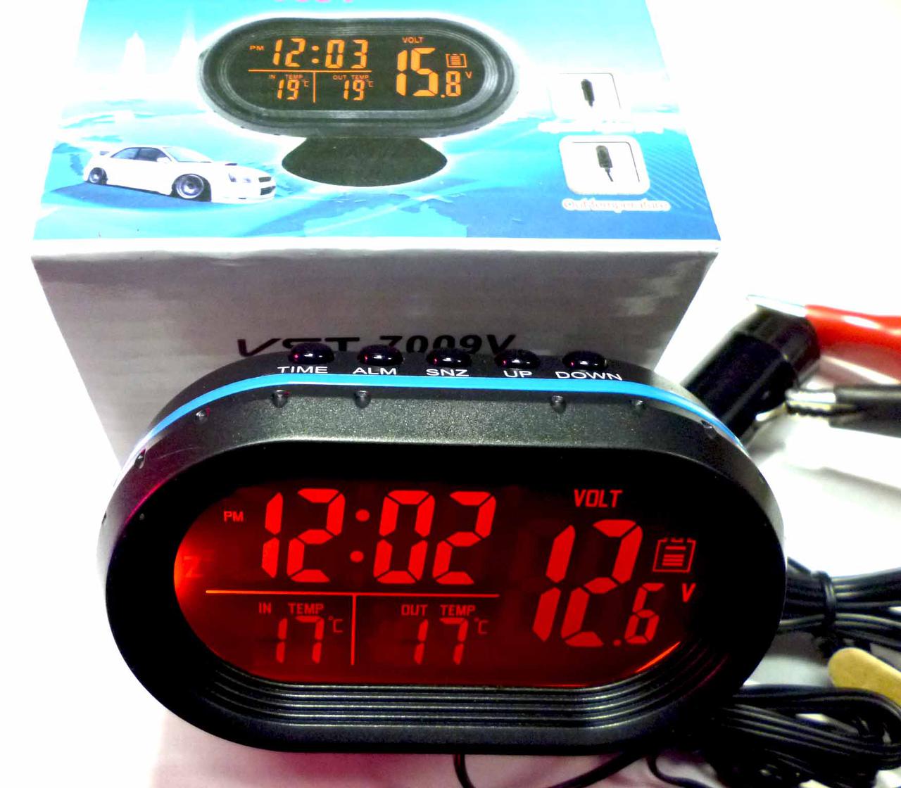 Автомобільний годинник - термометр з вольтметром VST 7009V