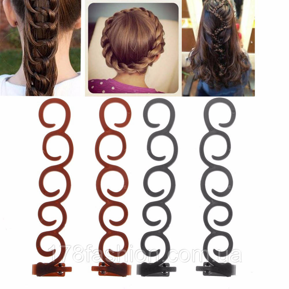 Набір заколок Braided hair для плетіння французької коси з затиском, коричневі