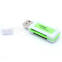 Универсальный картридер 4 в 1 USB 2.0 SD/SDHC/DV/Micro SD/Mini SD/M2 Card Reader Зеленый